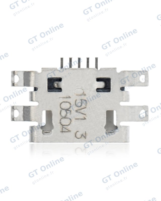 Connecteur de charge à souder — format Micro B, 5 broches, 4 points de fixation (C107)