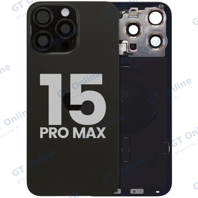 Vitre arrière pour Apple iPhone 15 Pro Max (origine d'occasion — grade B, titane noir)