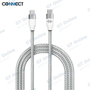 Câble Data USB-C vers USB-C CONNECT MC-CCB3 Nylon Tressé 60W (1m) Blanc