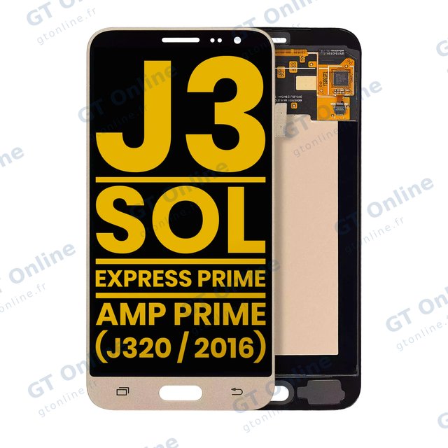Écran OLED sans châssis pour Samsung Galaxy J3 (J320 / 2016) / Sol 4G / Express Prime / Amp Prime (reconditionné, or)
