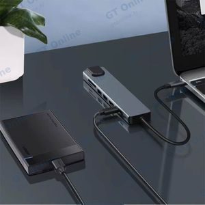 Hub USB-C (8-en-1) vers HDMI 4K + Ethernet RJ45 + USB-C x2 + USB-A x2 + SD/TF(micro SD) - Gris — vue 4