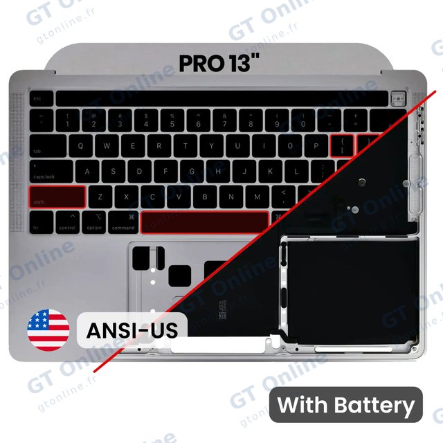 Châssis supérieur avec batterie et clavier ANSI US pour Apple MacBook Pro 13" A2289 (2020) (origine d'occasion, gris sidéral) — réf. 107082067191