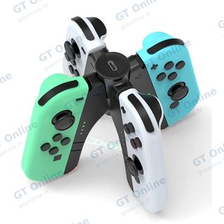 Station de charge pour 4 manettes Joy-Con de Nintendo Switch DOBE TNS-1180 — bleu/vert/blanc