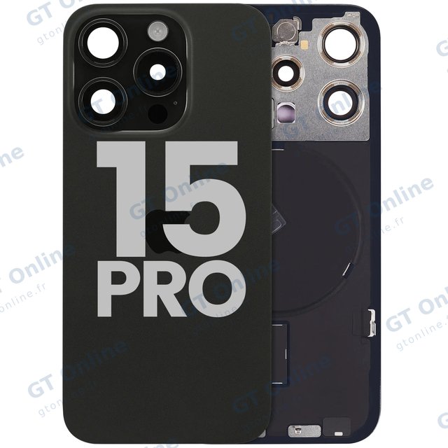 Vitre arrière pour Apple iPhone 15 Pro (origine d'occasion — grade B, titane noir)