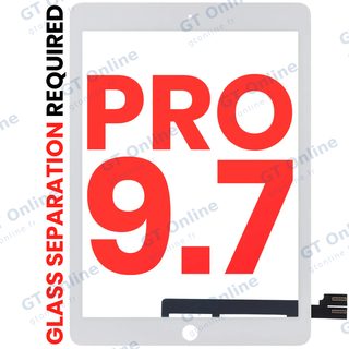 Vitre tactile pour Apple iPad Pro 9.7" (OCA préinstallé, séparation de la vitre requise, compatible premium, blanc)