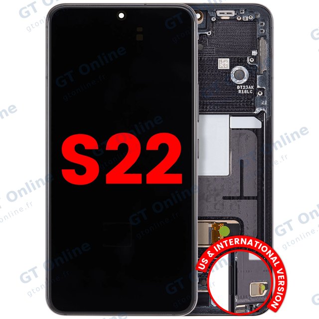 Écran OLED avec châssis pour Samsung Galaxy S22 5G (version US & internationale, compatible premium, noir fantôme)