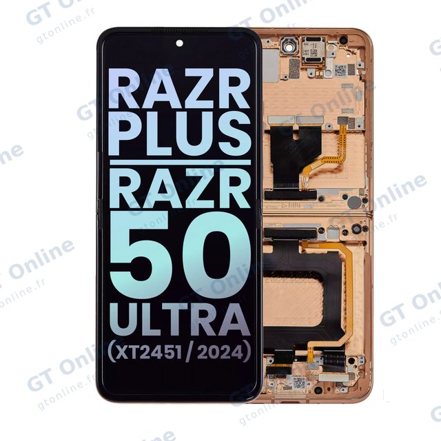 Écran OLED intérieur avec châssis pour Motorola Razr Plus 2024 / Razr 50 Ultra (XT2451 / 2024) / Razr Plus 2025 (XT2557) (origine, Peach Fuzz)