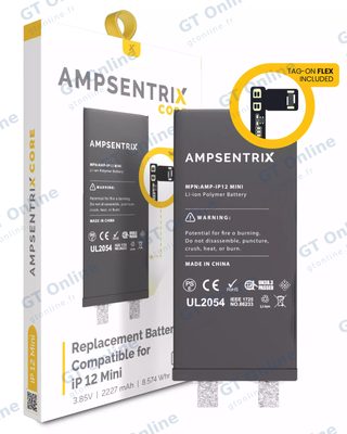 Cellule de batterie nue à souder pour Apple iPhone 12 Mini (soudure par points requise, AmpSentrix Core) — réf. 107082071214