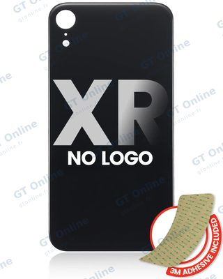 Vitre arrière pour iPhone XR (No Logo / Large Camera Hole, noir)