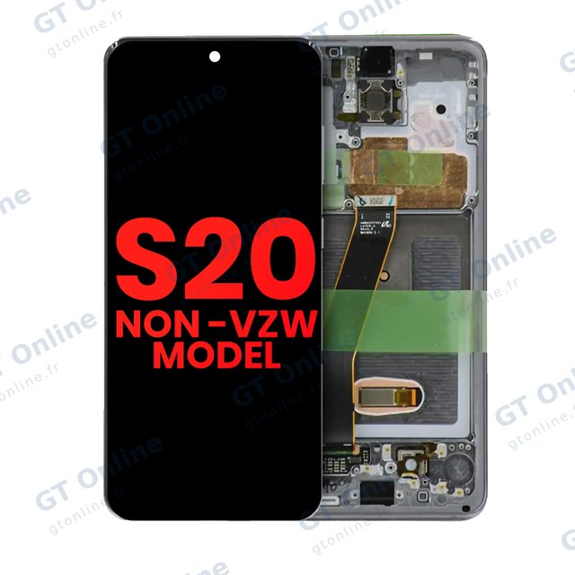Écran OLED avec châssis pour Samsung Galaxy S20 5G (Non-Verizon 5G UW Frame) (compatible premium, Cosmic Gray)