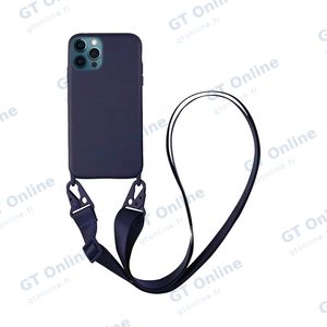 Coque Silicone avec Bandoulière Apple iPhone 12 Pro Max (#5) Bleu Marine