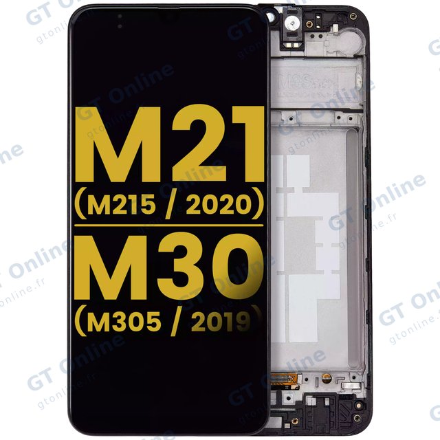 Écran OLED avec châssis pour Samsung Galaxy M21 (M215 / 2020) / M30 (M305 / 2019) (reconditionné, noir)