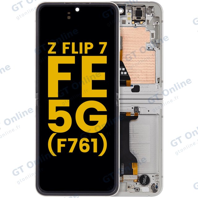 Écran OLED intérieur avec châssis pour Samsung Galaxy Z Flip 7 FE 5G (F761) (version US & internationale, reconditionné, Silver Shadow)