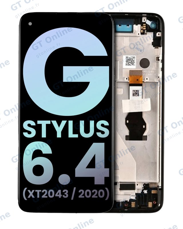 Écran LCD avec châssis pour Motorola Moto G Stylus 6.4" (XT2043 / 2020) (origine, Mystic Indigo)