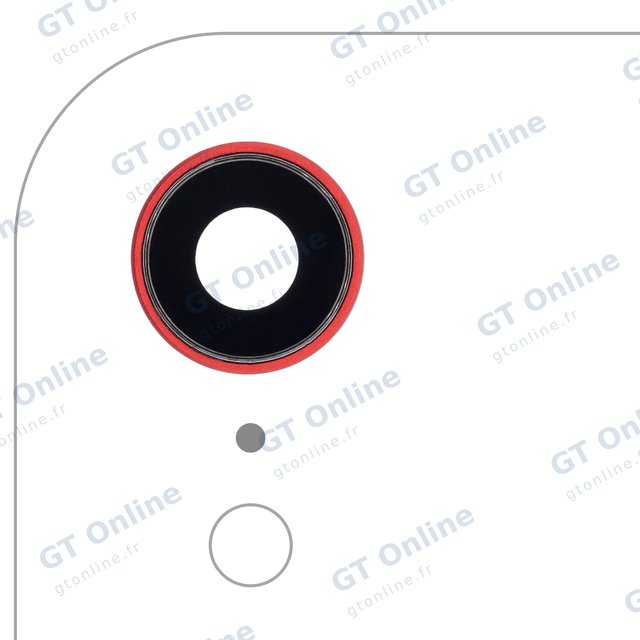 Lentille de caméra arrière avec support et anneau pour Apple iPhone XR (Real Sapphire, premium, rouge, lot de 10)