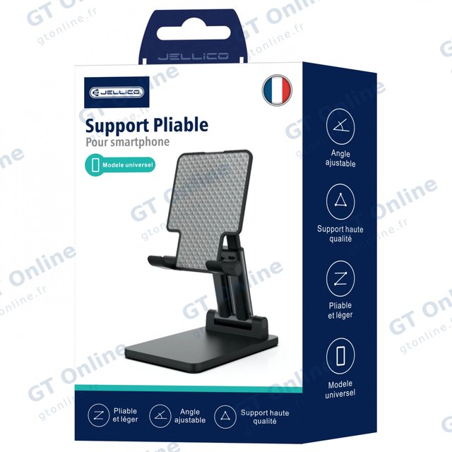 Support de bureau pliable à double axe pour smartphone JELLICO PH22 — noir