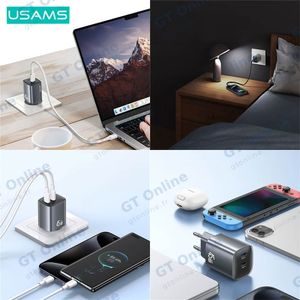 Chargeur Secteur GaN Usams US-CC305 T66 45W (2x Type-C) Noir — vue 2