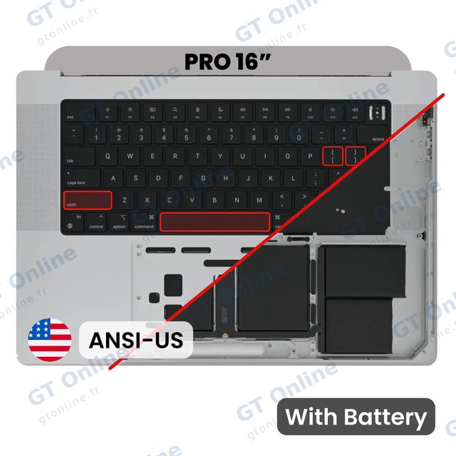 Châssis supérieur avec batterie et clavier ANSI US pour Apple MacBook Pro 16" A2485 (2021) (origine, gris sidéral)