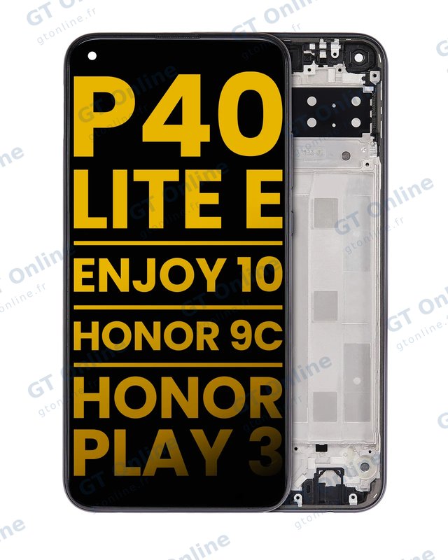 Écran LCD avec châssis pour Huawei P40 lite E / Enjoy 10 / Honor 9C / Honor Play 3 (reconditionné, noir minuit)