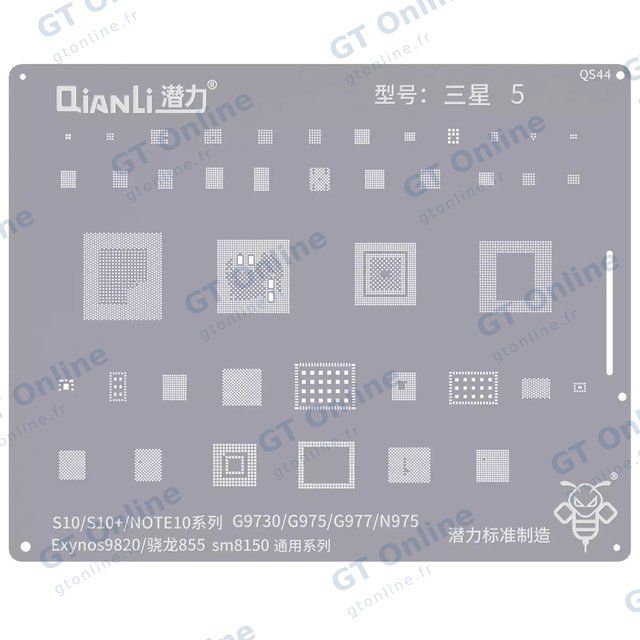 Pochoir Qianli Bumblebee QS44 universel pour Samsung Galaxy S10 / S10 Plus / Note 10 (Exynos 9820/Snapdragon 855/SM8150)