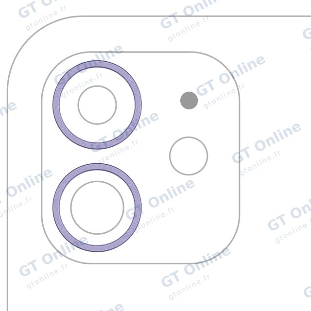 Anneau de contour de caméra arrière pour Apple iPhone 11 / 12 / 12 Mini (lot de 2, violet)