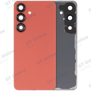 Vitre arrière pour Samsung Galaxy S25 5G (sans logo, compatible premium, Coral Red)