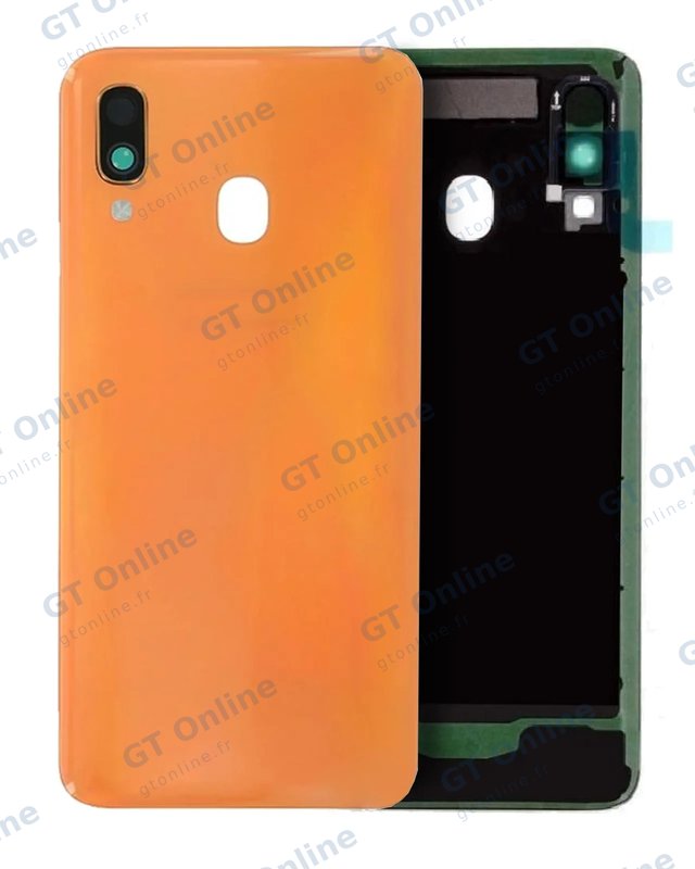 Vitre arrière pour Samsung Galaxy A40 (A405 / 2019) (pack service origine, Orange)