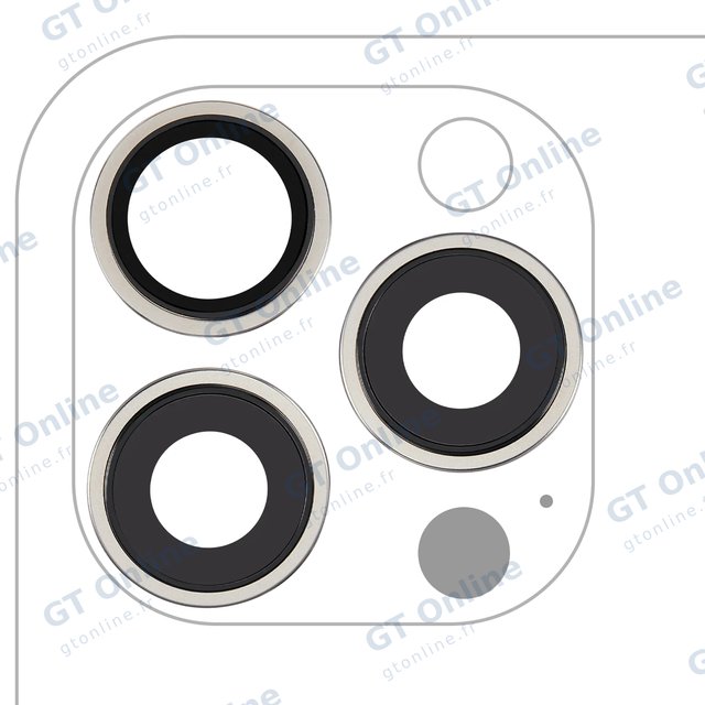 Lentille de caméra arrière avec support et anneau pour Apple iPhone 15 Pro Max (lot de 3, premium, White Titanium)