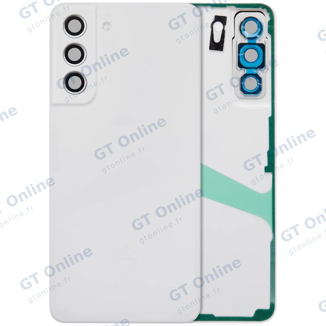 Vitre arrière pour Samsung Galaxy S21 FE 5G (sans logo, compatible premium, blanc)