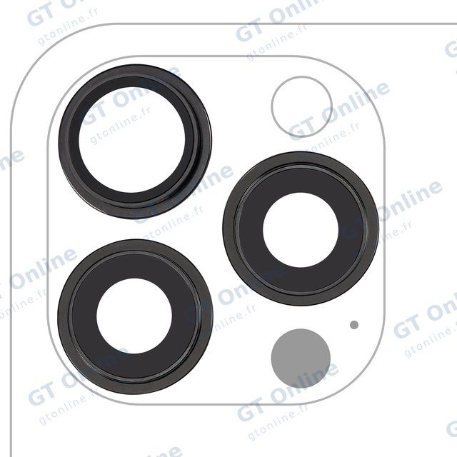 Lentille de caméra arrière avec support et anneau pour Apple iPhone 15 Pro Max (lot de 3, premium, titane noir)