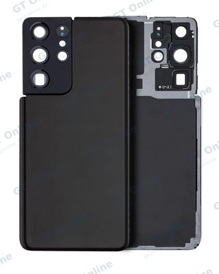 Vitre arrière pour Samsung Galaxy S21 Ultra (sans logo, compatible premium, noir fantôme)