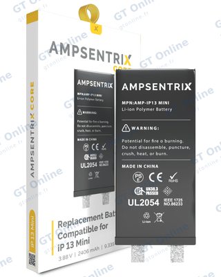 Cellule de batterie nue à souder pour Apple iPhone 13 Mini (soudure par points requise, AmpSentrix Core) — réf. 107082074632