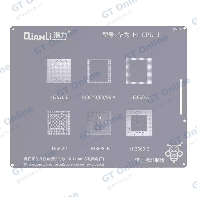Outillage pour Huawei Bumblebee Stencil (QS19) Huawei HI CPU1 (Qianli) HI3670B / H16620 / HI3670.80.90A / HI3680B / H13660A / HI3660B