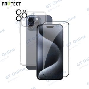 Pack de Protection Coque + Protection Lentille + Verre Trempé PROTECT pour Apple iPhone 15 Pro Max Transparent