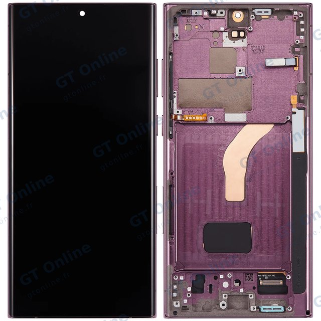 Écran OLED avec châssis pour Samsung Galaxy S22 Ultra 5G (version US & internationale, reconditionné, Burgundy)