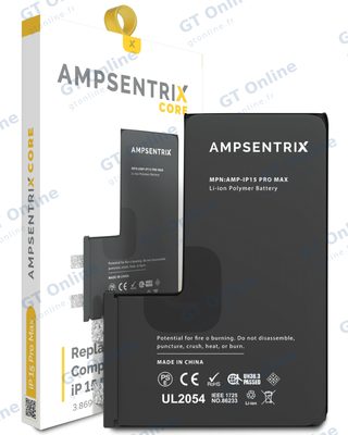 Cellule de batterie nue à souder pour Apple iPhone 15 Pro Max (soudure par points requise, AmpSentrix Core)