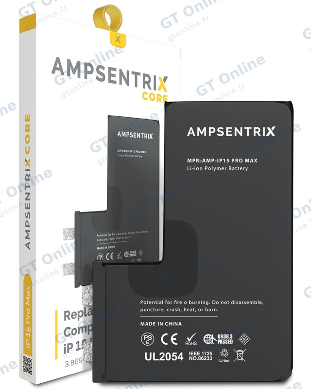 Cellule de batterie nue à souder pour Apple iPhone 15 Pro Max (soudure par points requise, AmpSentrix Core)
