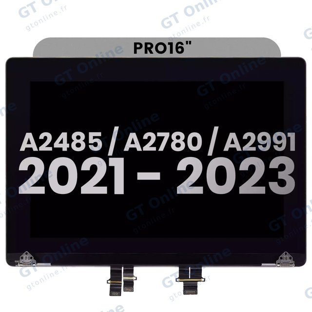 Écran pour Apple MacBook Pro 16" A2485 (2021) Pro / Max / A2780 (2023) / A2991 (2023) (Pre-installed Lid Angle Sensor cable, origine d’occasion: gris sidéral)