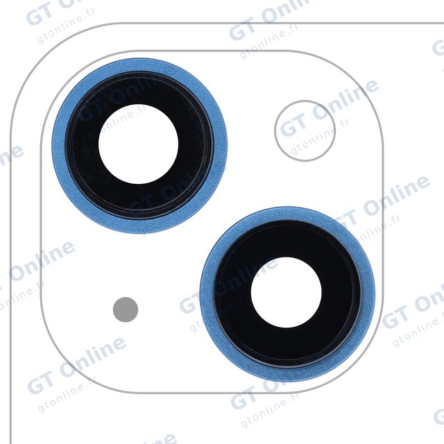 Lentille de caméra arrière avec support et anneau pour Apple iPhone 13 / 13 Mini (lot de 2, Real Sapphire, premium, bleu)