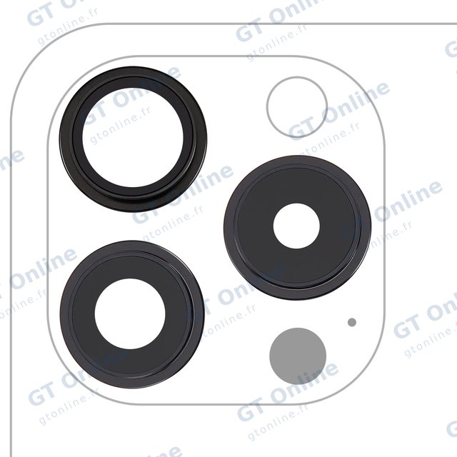 Lentille de caméra arrière avec support et anneau pour Apple iPhone 15 Pro (lot de 3, premium, titane noir)
