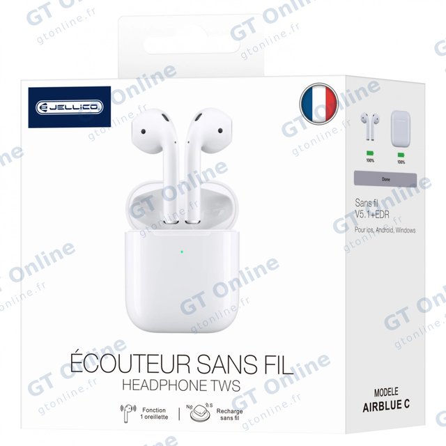Écouteurs sans fil Bluetooth intra-auriculaires JELLICO AirBlue C — blanc