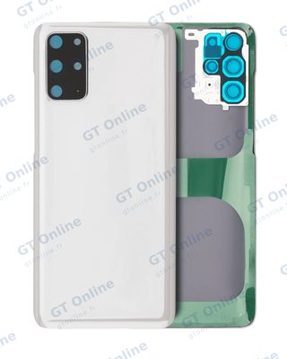 Vitre arrière pour Samsung Galaxy S20 Plus 5G (sans logo, compatible premium, Cloud White)