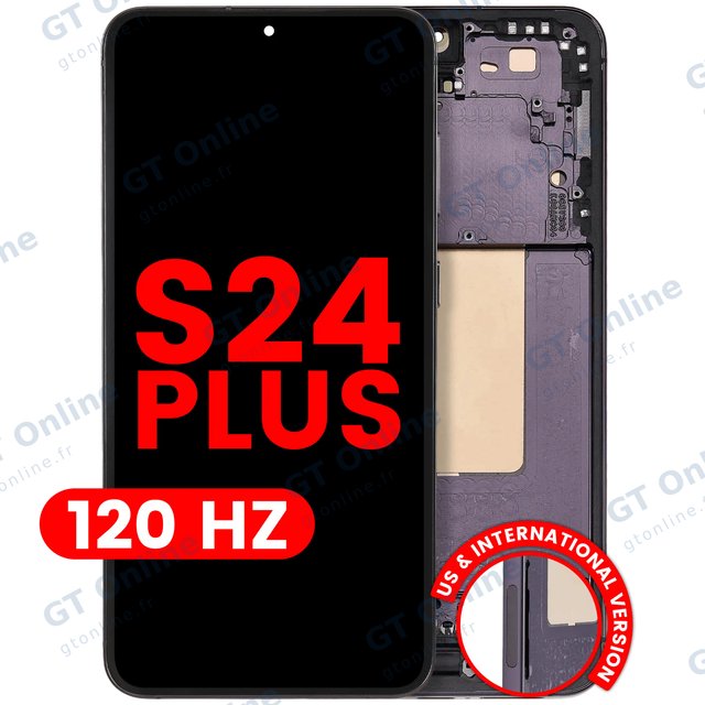 Écran OLED avec châssis pour Samsung Galaxy S24 Plus 5G (version US & internationale, compatible premium, 120 Hz, Onyx Black)