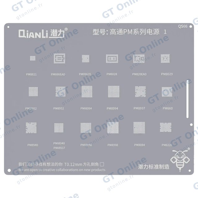 Pochoir de rebillage Qianli Bumblebee QS66 pour puces Qualcomm PM (série 1)