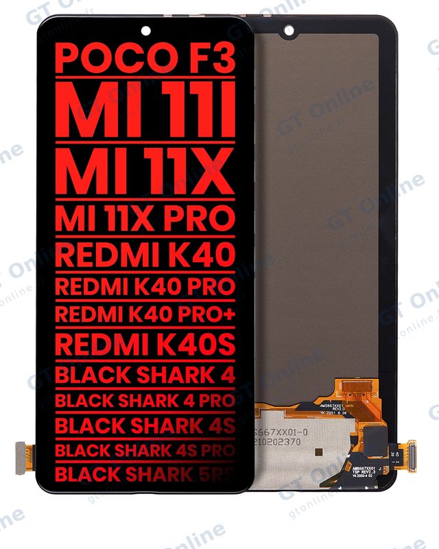 Écran OLED sans châssis pour Xiaomi Poco F3 / Poco F4 / MI 11i / MI 11X / MI 11X Pro / Redmi K40 / K40 Pro / K40 Pro+ / K40S / Shark 4 / 4 Pro / 4S / 4S Pro / 5RS (compatible premium, toutes couleurs)
