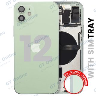 Châssis pour Apple iPhone 12 (version EU, origine d'occasion — grade B, vert) — Coque arrière avec petites pièces