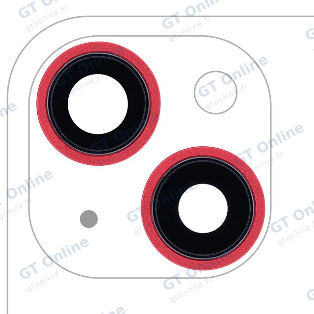 Lentille de caméra arrière avec support et anneau pour Apple iPhone 13 / 13 Mini (lot de 2, Real Sapphire, premium, rouge)