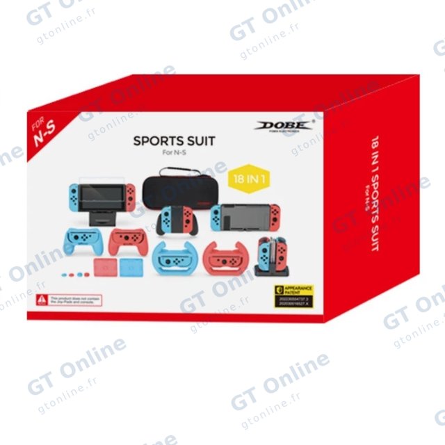 Kit d’accessoires 18 pièces pour Nintendo Switch (station de charge, film, housse, pochette) DOBE TNS-2165