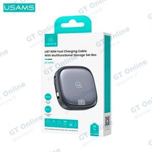Kit d'Accessoires Usams US-SJ650 U87 6 en 1 (avec Câble Rétractable Type-C 60W + 3 Adaptateurs) Noir — vue 3