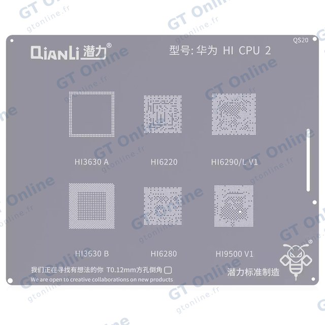 Outillage pour Huawei Bumblebee Stencil (QS20) Huawei HI CPU2 (Qianli) HI3630A / HI3630B / H16220 / H16280 / H16290 / L.V1 / HI9500V1